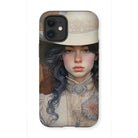 Helena - Sapphic Cowgirl Art Iphone Case, 12 Mini / Matte, Phone Case Artistic Portrait Woman White Hat Ornate