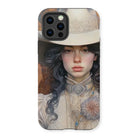 Helena - Sapphic Cowgirl Art Iphone Case, 13 Pro / Matte, Phone Case Artistic Portrait Woman White Hat Ornate