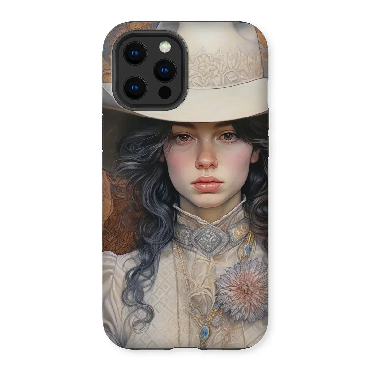 Helena - Sapphic Cowgirl Art Iphone Case, 13 Pro Max / Matte, Decorative Phone Case Artistic Portrait Person White Hat
