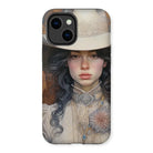Helena - Sapphic Cowgirl Art Iphone Case, 14 Plus / Matte, Phone Case Artistic Portrait Young Woman White Hat