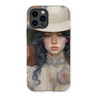 Helena - Sapphic Cowgirl Art Iphone Case, 14 Pro / Matte, Phone Case Painted Portrait Young Woman White Hat