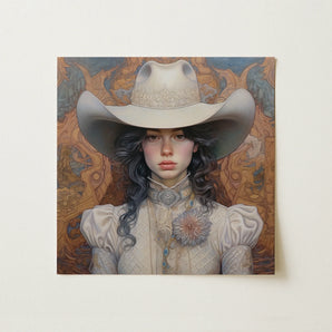Helena - Wlw Lesbian Cowgirl Art Print / Canvas, 12x12’’ / 31x31cm / Unframed / no Border, Posters Prints & Visual Artwork, Toby Leon