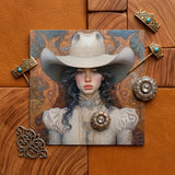 Helena - Wlw Lesbian Cowgirl Art Print / Canvas Square Canvas Detailed Illustration Woman Ornate White Cowboy Lesbian Cowgirl Sapphic,