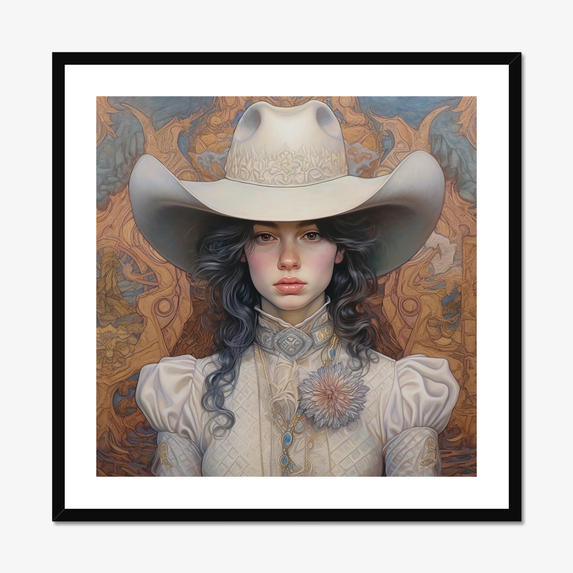 Helena - Wlw Lesbian Cowgirl Art Print, Framed Portrait Woman Cowboy Hat