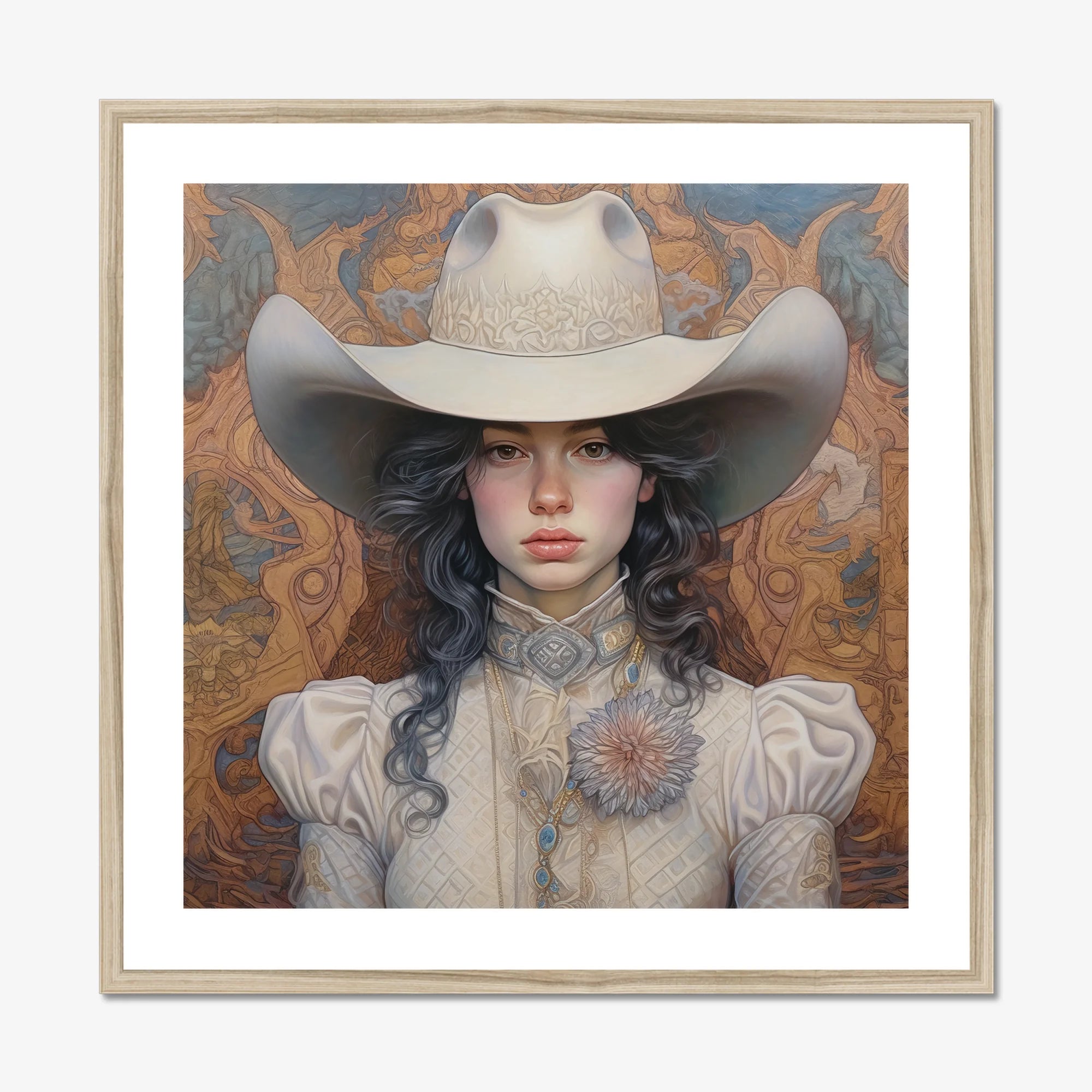 Helena - Wlw Lesbian Cowgirl Art Print, Framed Portrait Woman Cowboy Hat