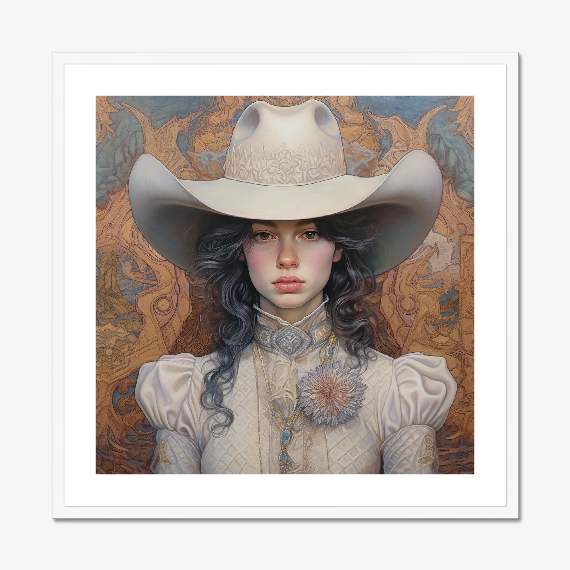 Helena - Wlw Lesbian Cowgirl Art Print, Framed Portrait Woman Cowboy Hat
