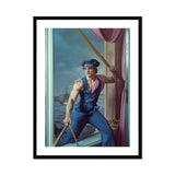 Hender Bender - Gay Russian Sailor Art Print, Muscular Sailor Blue Cap Pole
