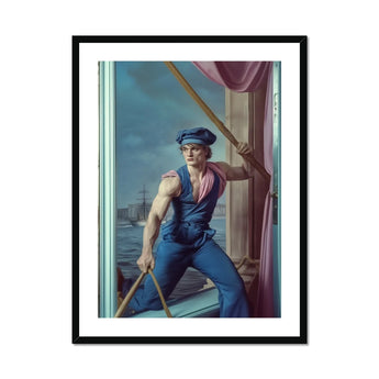 Hender Bender - Gay Russian Sailor Art Print, Muscular Sailor Blue Cap Pole