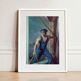 Hender Bender - Gay Russian Sailor Art Print / Canvas, 12x16’’ / 31x41cm / White Frame / Matboard, Posters Prints & Visual Artwork, Toby