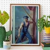 Hender Bender - Gay Russian Sailor Art Print, Framed Portrait Sailor Window Ship Visible Background