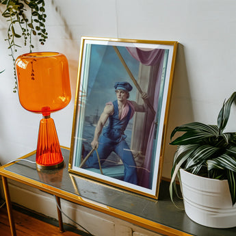 Hender Bender - Gay Russian Sailor Art Print, Framed Vintage Photograph Sailor Dock Worker Blue Work