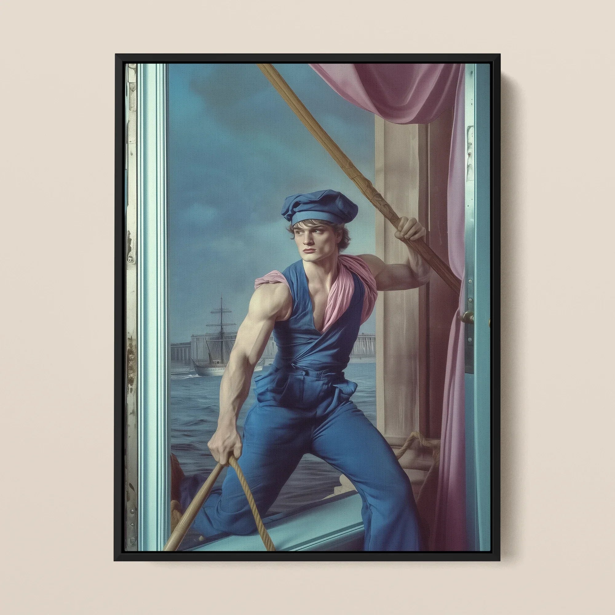 Hender Bender - Gay Russian Sailor Framed Canvas, Framed Painting Sailor