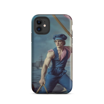 Hender Bender - Gay Russian Sailor Iphone Case, 11 / Matte, Phone Case Painting Muscular Man Blue Sailor Attire