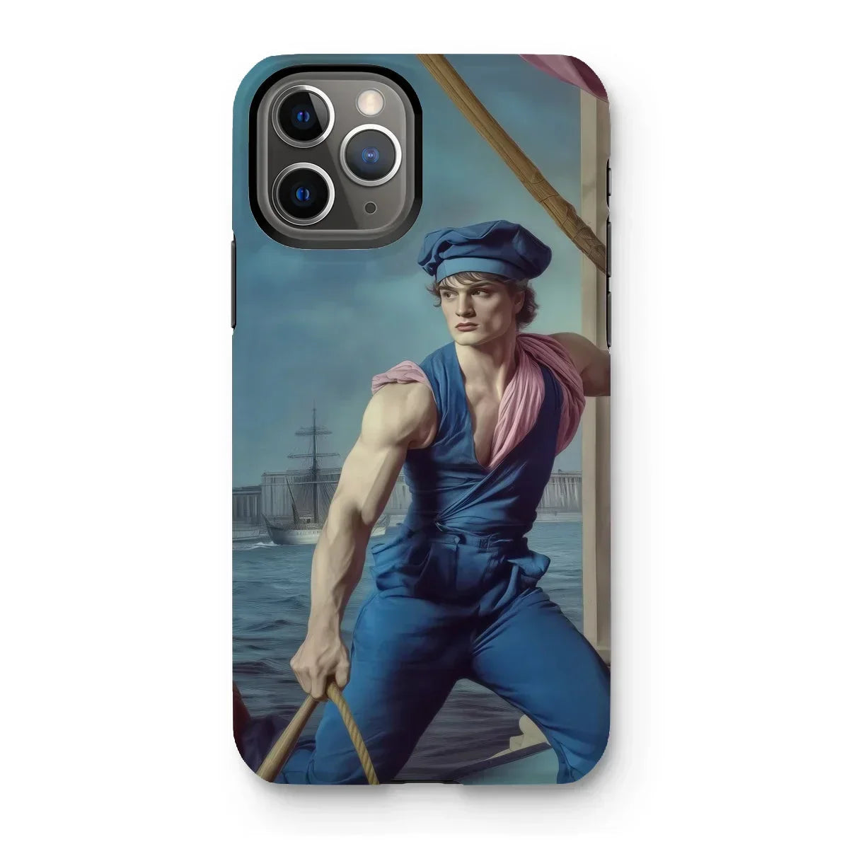 Hender Bender - Gay Russian Sailor Iphone Case, 11 Pro / Matte, Phone Case Painting Muscular Sailor Blue Clothing Ship