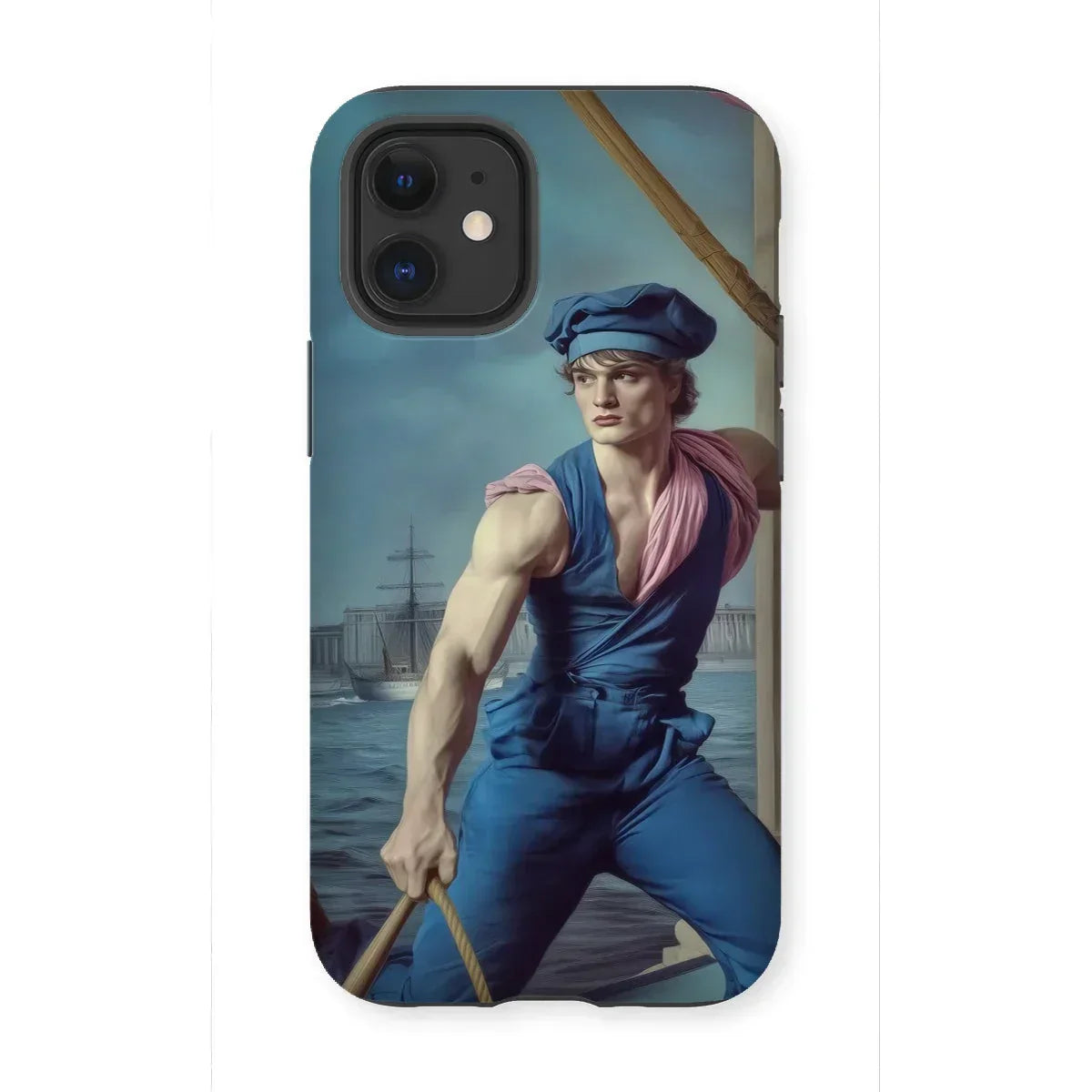 Hender Bender - Gay Russian Sailor Iphone Case, 12 Mini / Matte, Phone Case Artistic Muscular Sailor Blue Clothing Rope