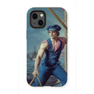 Hender Bender - Gay Russian Sailor Iphone Case, 13 Mini / Matte, Phone Case Painting Muscular Sailor Ship’s Deck