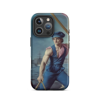 Hender Bender - Gay Russian Sailor Iphone Case, 16 Pro / Matte, Phone Case Painting Muscular Oarsman