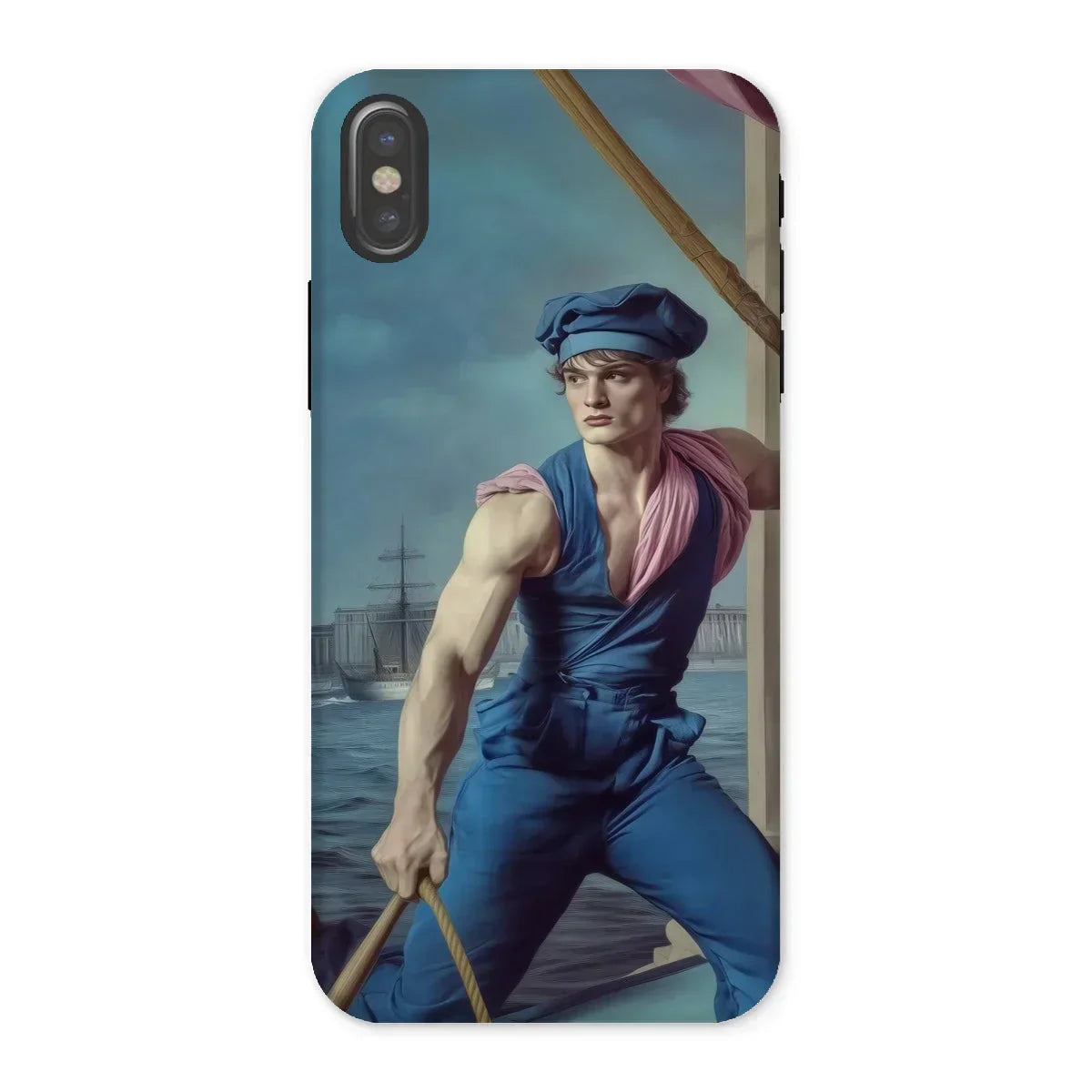 Hender Bender - Gay Russian Sailor Iphone Case, x / Matte, Phone Case Painting Muscular Sailor Blue Clothing Cap