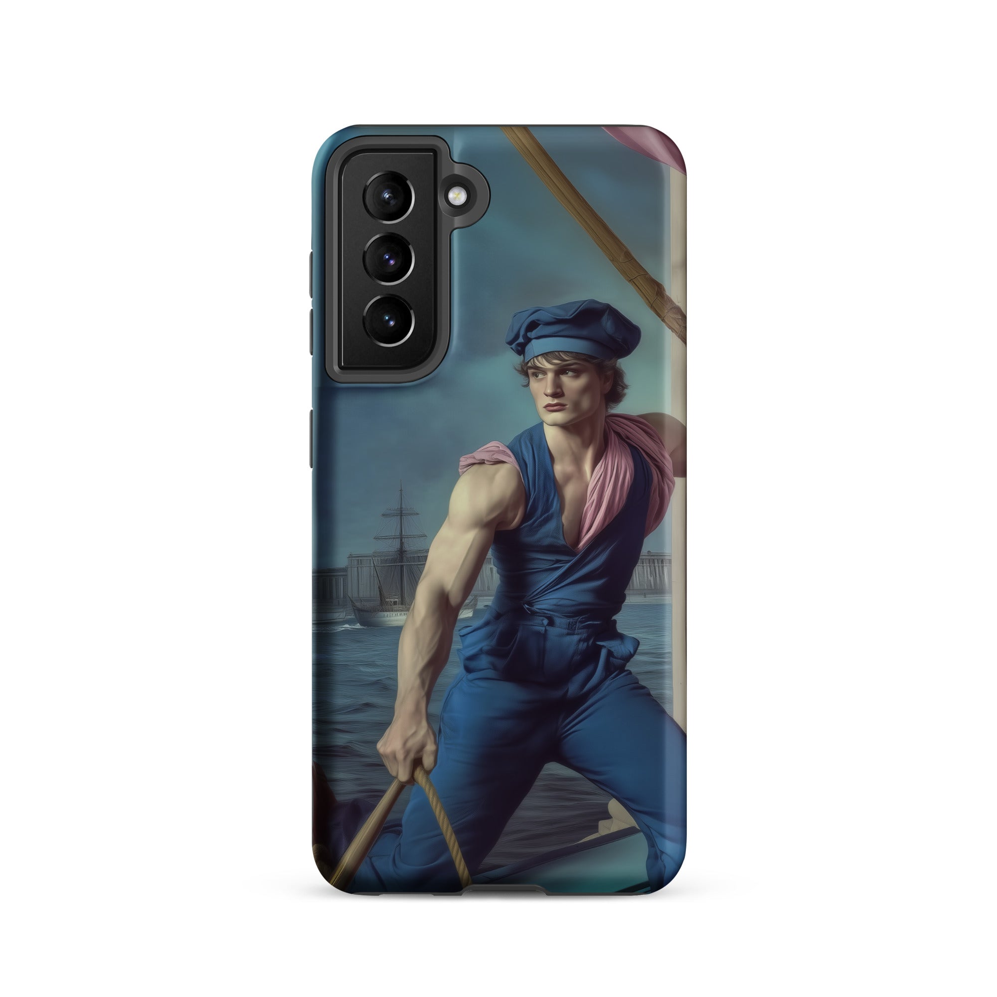 Hender Bender Gay Russian Sailor Samsung Case, Galaxy S21 / Matte, Smartphone Case Classical Painting Male Figure Blue Attire