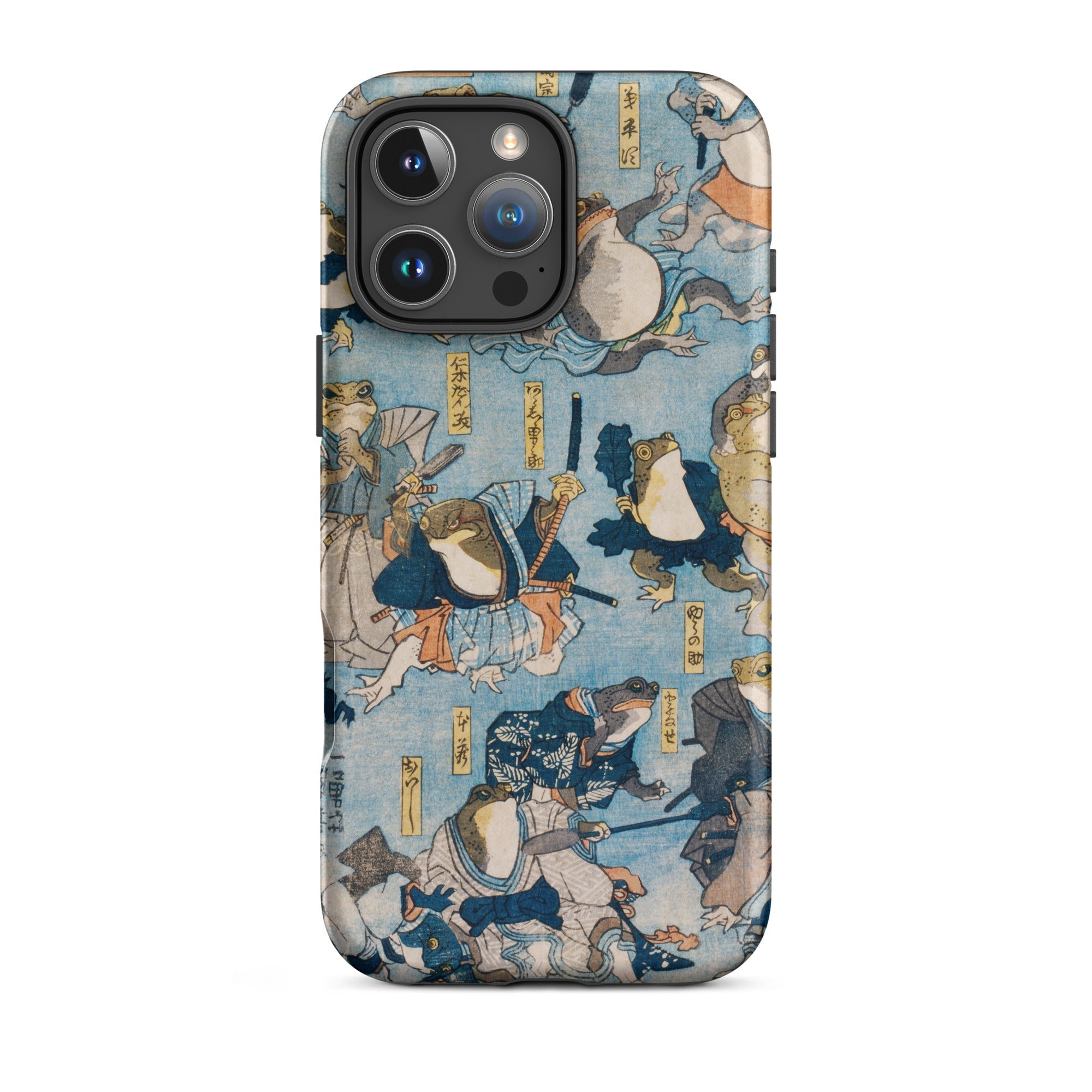 Heroes of the Kabuki Stage Played by Frogs Utagawa Kuniyoshi Iphone Case, 16 Pro Max / Matte, Frog Themed Phone Case