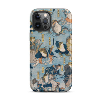 Heroes of the Kabuki Stage Played by Frogs - Utagawa Kuniyoshi Phone Case Iphone 12 Pro Max / Matte Frog-themed, Amphibian Dons Actor