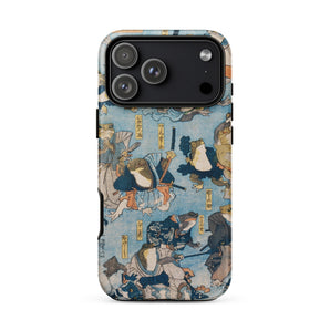 Heroes of the Kabuki Stage Played by Frogs - Utagawa Kuniyoshi Phone Case Iphone 17 Pro Max / Matte Iphone 13 Pro Max Case Samurai Design