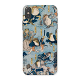 Heroes of the Kabuki Stage Played by Frogs - Utagawa Kuniyoshi Phone Case Iphone x / Matte Frog-themed, Amphibian Dons Actor Mobile Cases