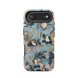 Heroes of the Kabuki Stage Played by Frogs - Utagawa Kuniyoshi Phone Case Iphone 17 Air / Matte Blue White Samurai-themed Phone Case