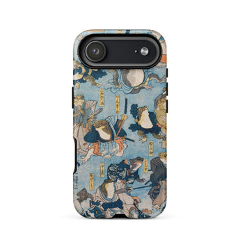 Heroes of the Kabuki Stage Played by Frogs - Utagawa Kuniyoshi Phone Case Iphone 17 Air / Matte Blue White Samurai-themed Phone Case