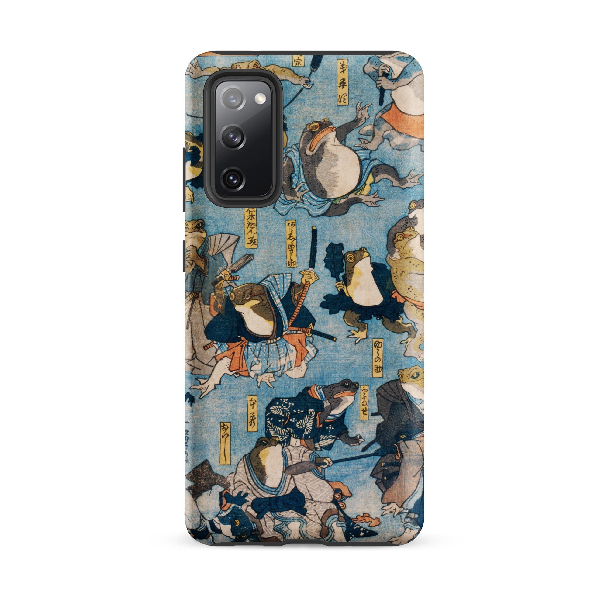 Heroes of the Kabuki Stage Played by Frogs Utagawa Kuniyoshi Samsung Case, Galaxy S20 Fe / Matte, Phone Case Blue Background Pattern