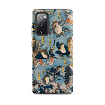 Heroes of the Kabuki Stage Played by Frogs - Utagawa Kuniyoshi Samsung Case, Galaxy S20 Fe / Matte, Phone Case Blue Background Pattern