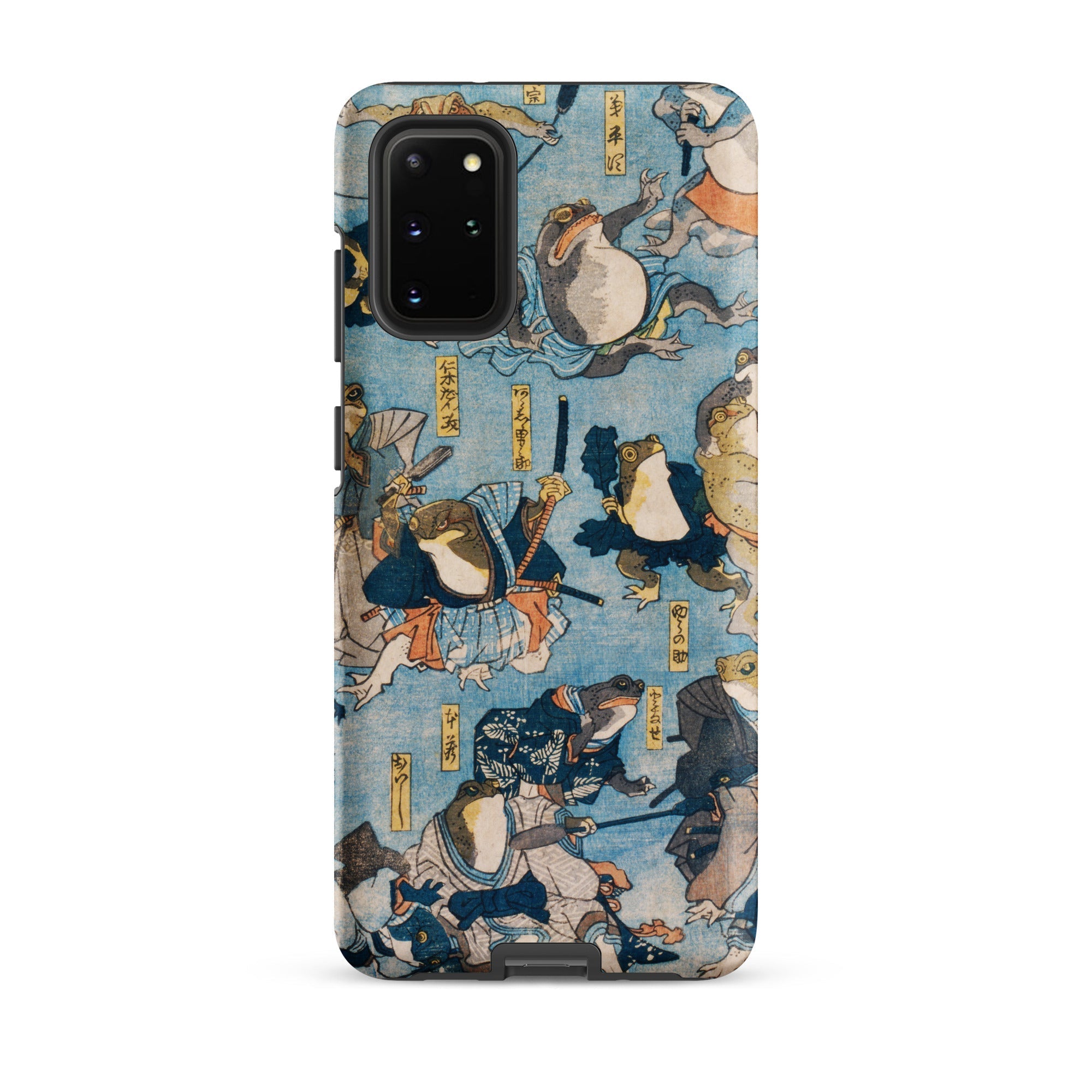 Heroes of the Kabuki Stage Played by Frogs Utagawa Kuniyoshi Samsung Case, Galaxy S20 Plus / Matte, Smartphone Case Blue Background