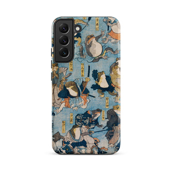 Heroes of the Kabuki Stage Played by Frogs - Utagawa Kuniyoshi Samsung Case, Galaxy S22 Plus / Matte, Smartphone Case Blue Background