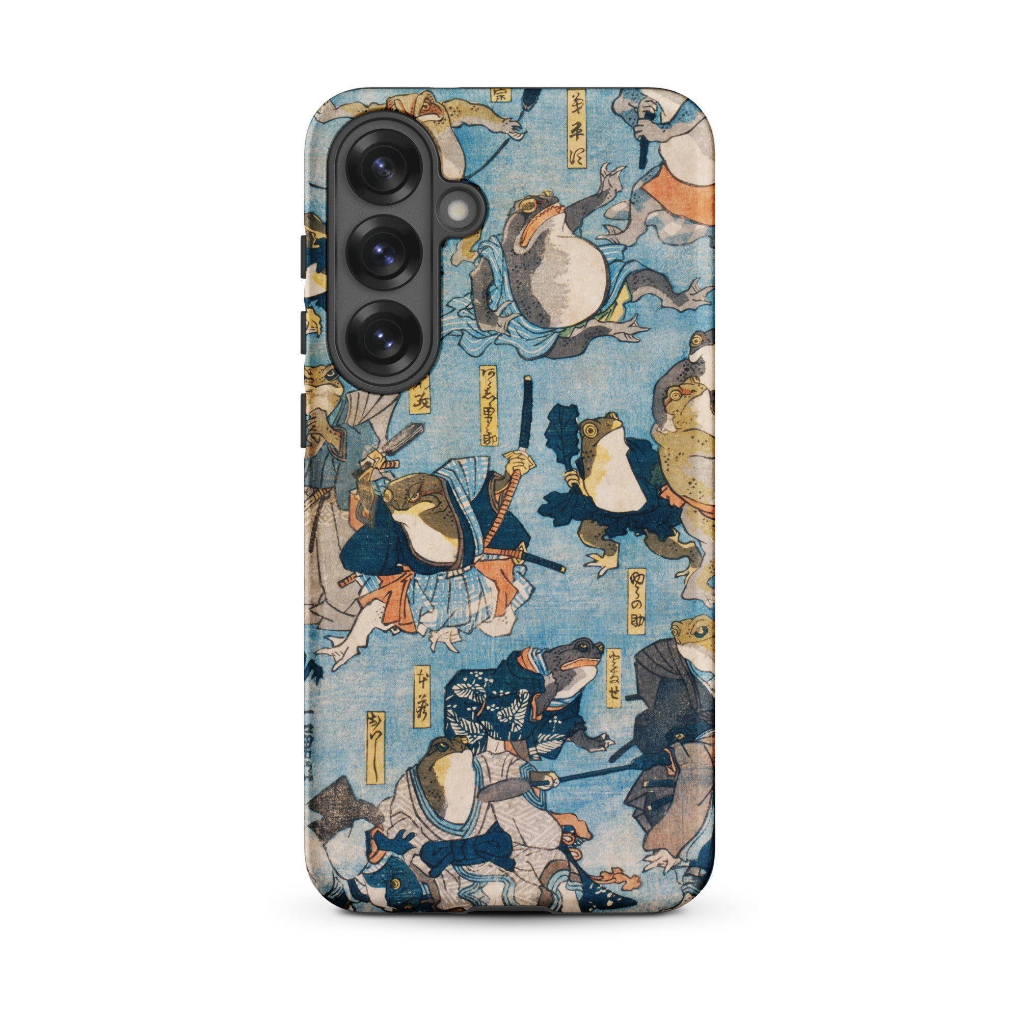 Heroes of the Kabuki Stage Played by Frogs Utagawa Kuniyoshi Samsung Case, Galaxy S25 Plus / Matte, Phone Case Blue Background Adorned