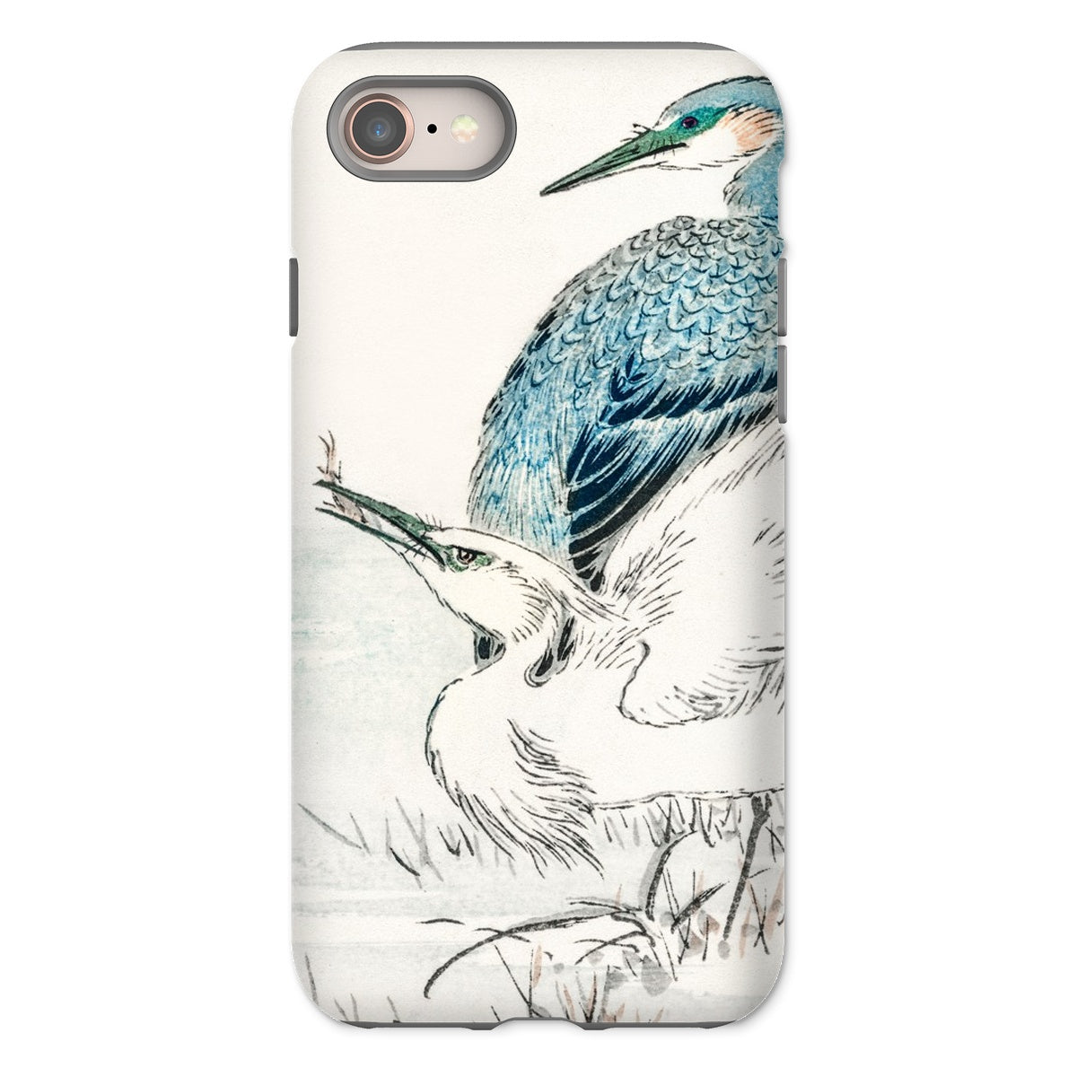 Heron and Egret Numata Kashu Bird Art Iphone Case, 8 / Matte, Phone Case Artistic Illustration Two Herons Blue White