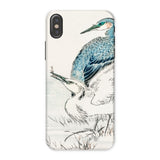 Heron and Egret - Numata Kashu Bird Art Iphone Case, x / Matte, Phone Case Artistic Illustration Two Herons Colored Blue