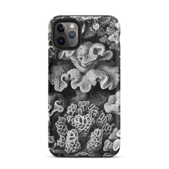 Hexacoralla Six-rayed Star Corals - Ernst Haeckel Iphone Case, 11 Pro Max / Matte, Black White Coral-patterned Phone Case