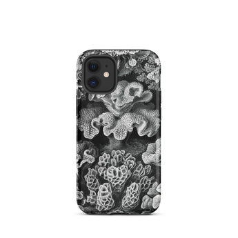 Hexacoralla Six-rayed Star Corals - Ernst Haeckel Iphone Case, 12 Mini / Matte, Black White Coral-patterned Phone Case