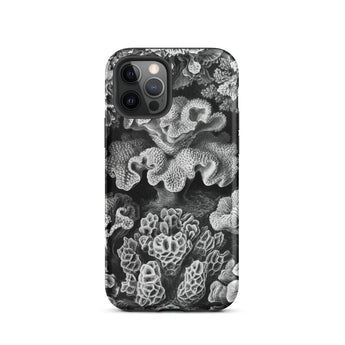 Hexacoralla Six-rayed Star Corals - Ernst Haeckel Iphone Case, 12 Pro / Matte, Black White Coral-patterned Phone Case