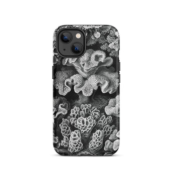 Hexacoralla Six-rayed Star Corals - Ernst Haeckel Iphone Case, 13 / Matte, Black White Coral-patterned Phone Case