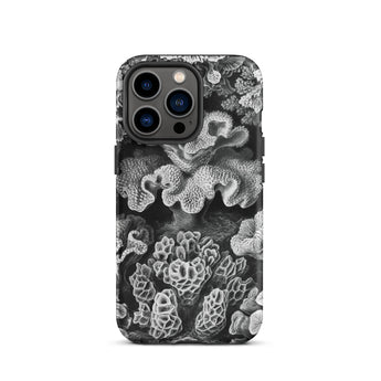 Hexacoralla Six-rayed Star Corals - Ernst Haeckel Iphone Case, 13 Pro / Matte, Black White Coral-patterned Phone Case