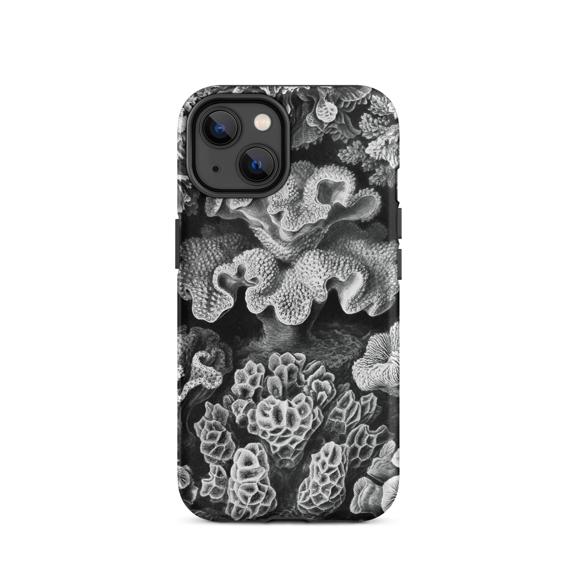 Hexacoralla Six-rayed Star Corals - Ernst Haeckel Iphone Case, 14 / Matte, Black White Coral-patterned Phone Case