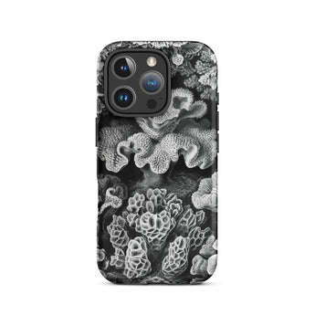 Hexacoralla Six-rayed Star Corals - Ernst Haeckel Iphone Case, 16 Pro / Matte, Black White Coral-patterned Phone Case