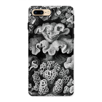 Hexacoralla Six-rayed Star Corals - Ernst Haeckel Iphone Case, 8 Plus / Matte, Black White Coral-patterned Phone Case