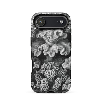 Hexacoralla Six-rayed Star Corals - Ernst Haeckel Phone Case Iphone 17 Air / Matte Black White Coral-patterned Phone Case Textured Design