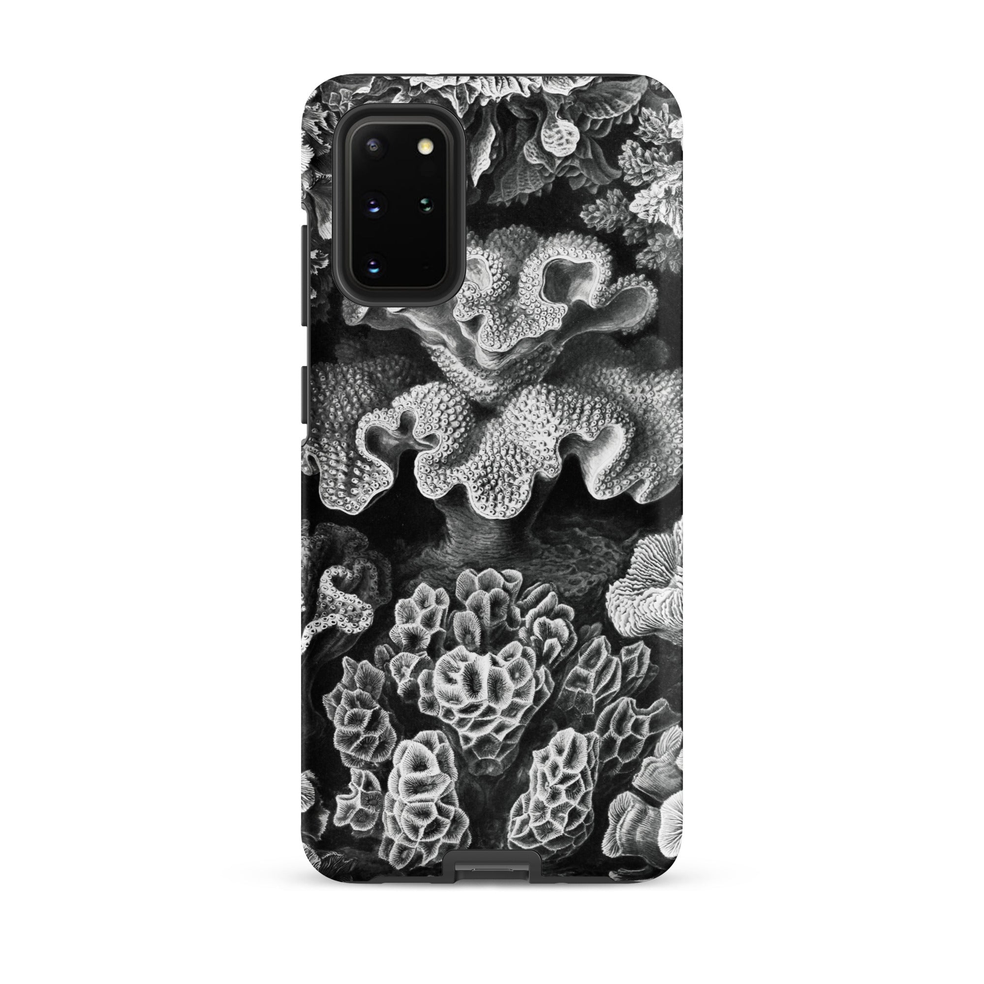 Hexacoralla Six Rayed Star Corals Ernst Haeckel Samsung Case, Galaxy S20 Plus / Matte, Black White Patterned Phone Case Raised Camera Cutout