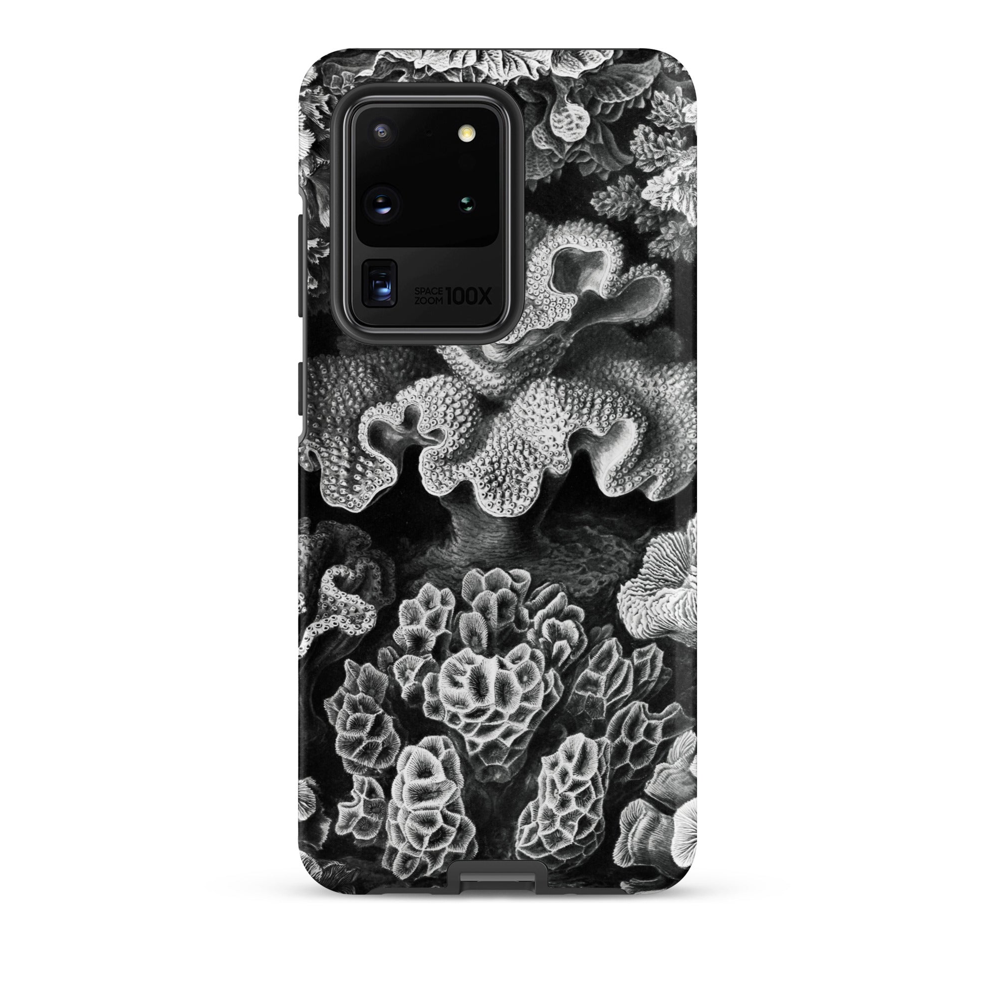 Hexacoralla Six Rayed Star Corals Ernst Haeckel Samsung Case, Galaxy S20 Ultra / Matte, Black Phone Case Textured Grayscale Coral Design