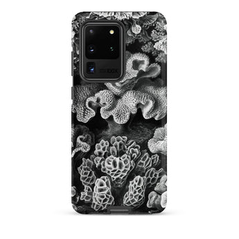 Hexacoralla Six-rayed Star Corals - Ernst Haeckel Samsung Case, Galaxy S20 Ultra / Matte, Black Phone Case Textured Grayscale Coral Design