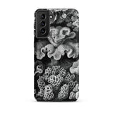 Hexacoralla Six-rayed Star Corals - Ernst Haeckel Samsung Case, Galaxy S21 Plus / Matte, Black White Patterned Phone Case Coral Reef Design