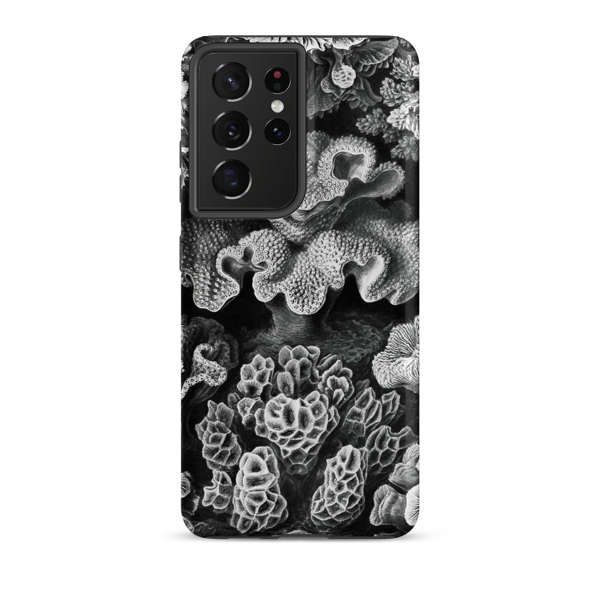 Hexacoralla Six Rayed Star Corals Ernst Haeckel Samsung Case, Galaxy S21 Ultra / Matte, Smartphone Black White Coral Pattern Case